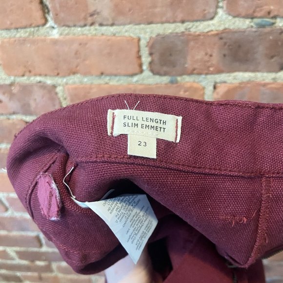 COPY - Madewell Full Length Slim Emmett Pants in Maroon - Picture 4 of 4